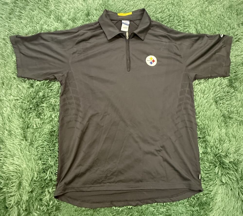Reebok NFL Pittsburgh Steelers Quarter-Zip Polo Shirt Men's Large Charcoal Gray